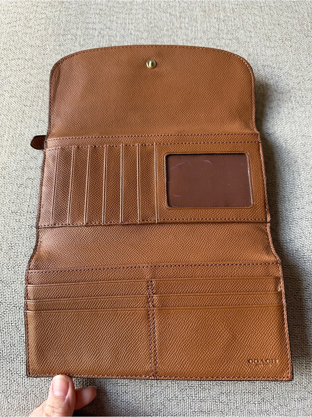 Coach Tri-fold Leather Wallet in Cognac Brown - Picture 2 of 14
